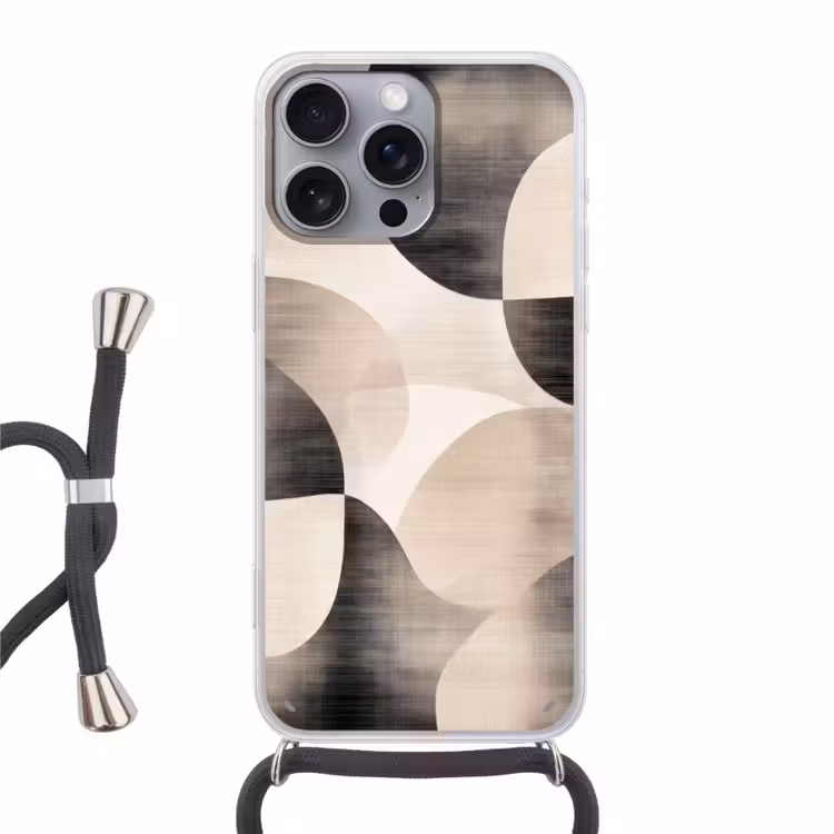 Grillige vormen - Subtiele overgangen - Dynamisch Hoesje iPhone 16 Pro Max met koord klein -3d