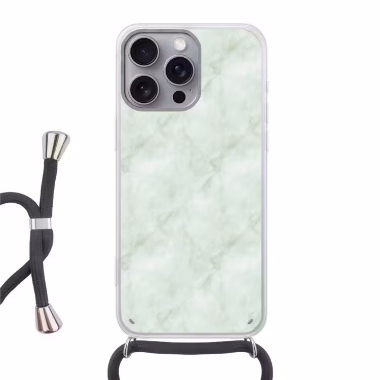 Groen - Marmer - Vloeiende aders Hoesje iPhone 16 Pro Max met koord klein 804 -3d