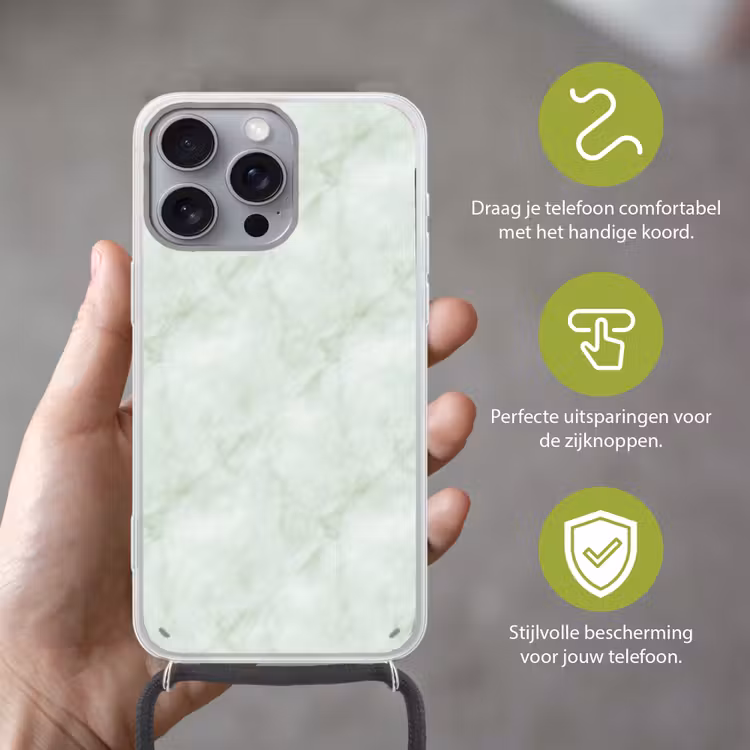 Groen - Marmer - Vloeiende aders Hoesje iPhone 16 Pro Max met koord klein 804 -sfeer2_NL