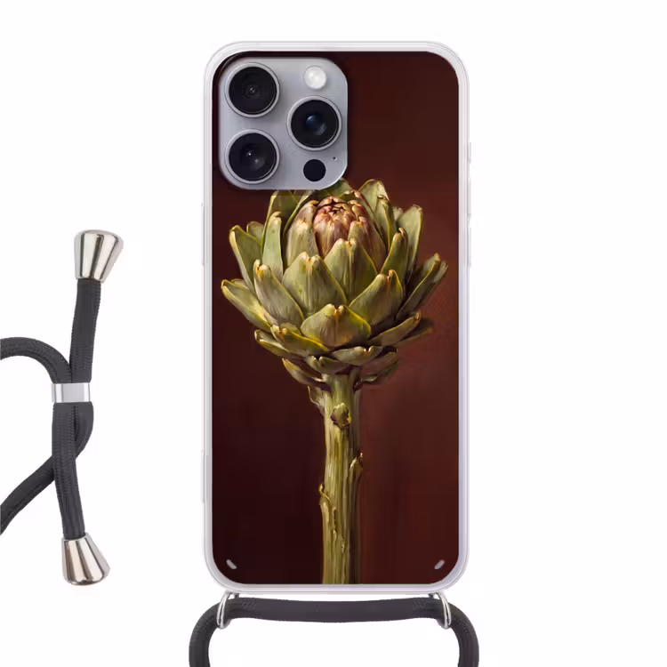 Telefoonhoesje met koord - Groente - Artisjok - Groen - Groente - Artisjok - Groen Hoesje iPhone 16 Pro Max met koord klein