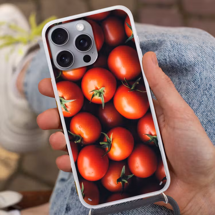 Groente - Rood - Tomaten Hoesje iPhone 16 Pro Max met koord klein -sfeer3