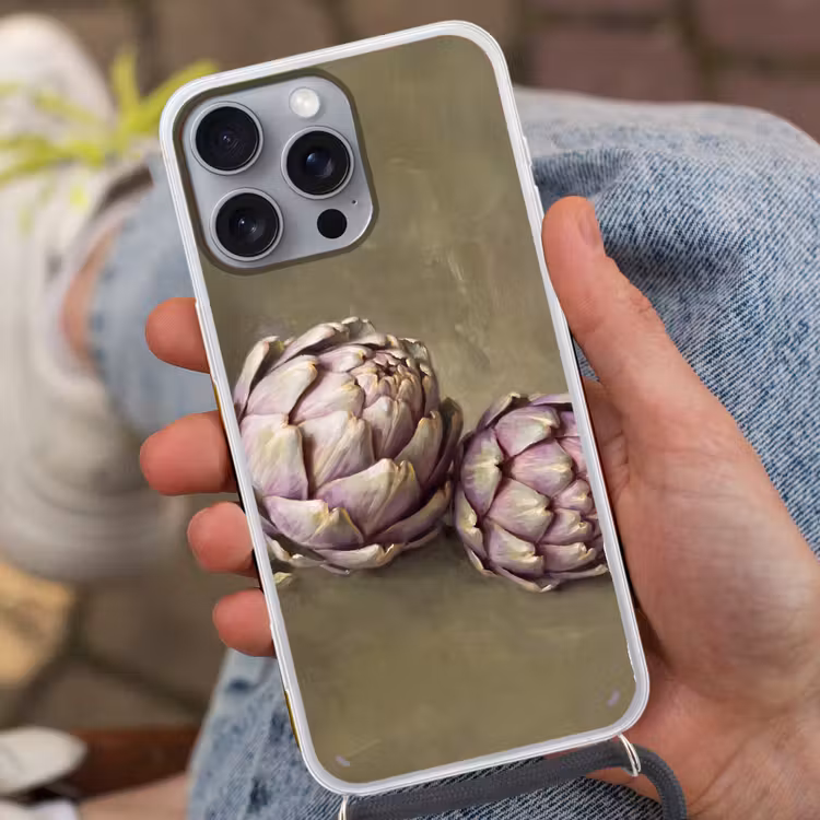 Telefoonhoesje met koord - Groente - Stilleven - Schilderij - Groente - Stilleven - Schilderij Hoesje iPhone 16 Pro Max met koord klein