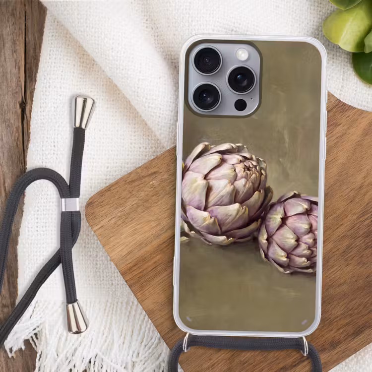 Telefoonhoesje met koord - Groente - Stilleven - Schilderij - Groente - Stilleven - Schilderij Hoesje iPhone 16 Pro Max met koord klein