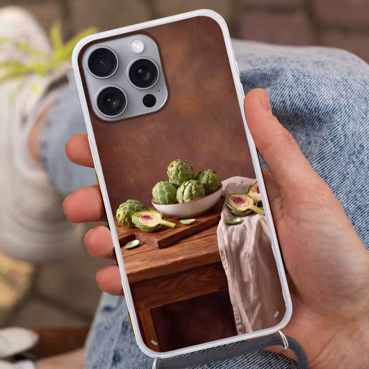 Telefoonhoesje met koord - Groenten - Artisjok - Keuken - Groenten - Artisjok - Keuken Hoesje iPhone 16 Pro Max met koord klein