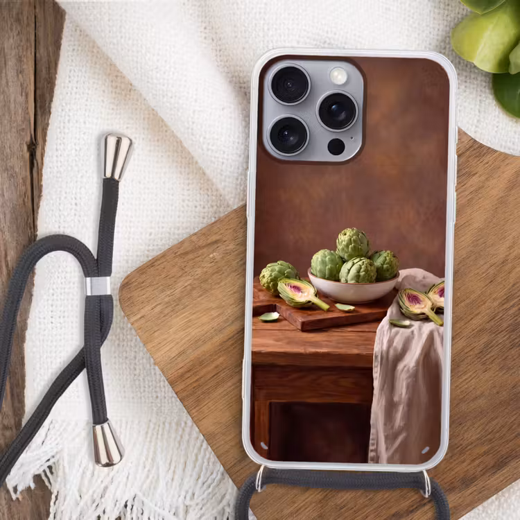 Telefoonhoesje met koord - Groenten - Artisjok - Keuken - Groenten - Artisjok - Keuken Hoesje iPhone 16 Pro Max met koord klein