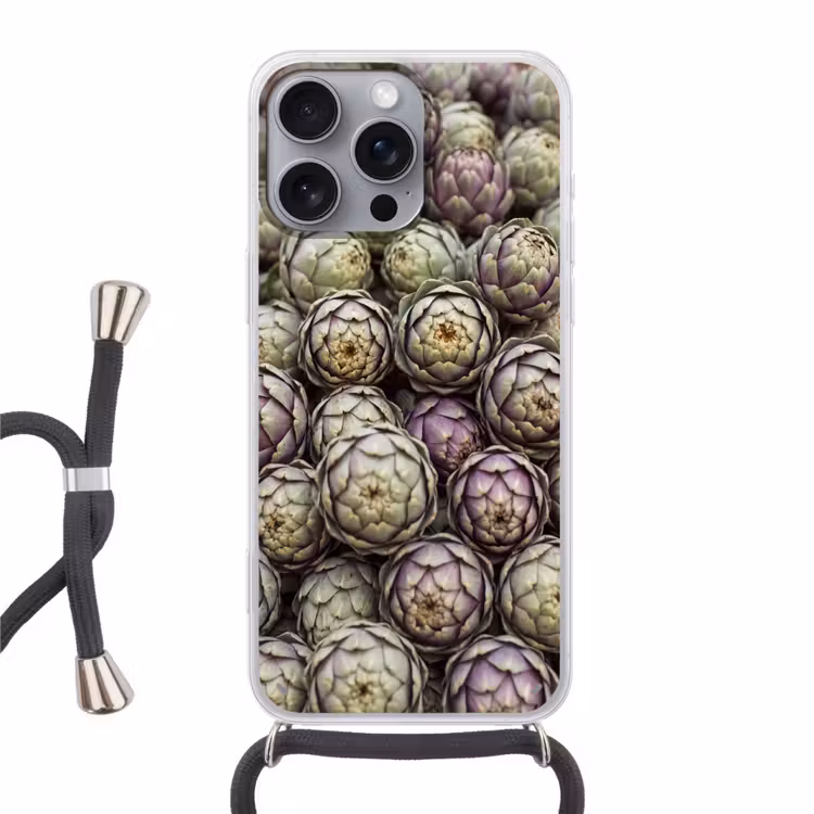 Telefoonhoesje met koord - Groenten - Vers - Eten - Groenten - Vers - Eten Hoesje iPhone 16 Pro Max met koord klein