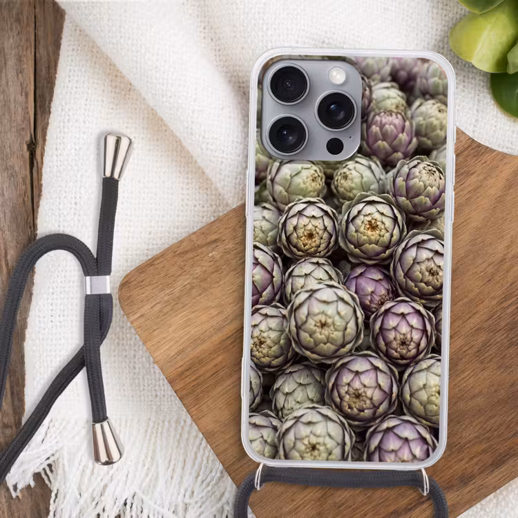 Telefoonhoesje met koord - Groenten - Vers - Eten - Groenten - Vers - Eten Hoesje iPhone 16 Pro Max met koord klein