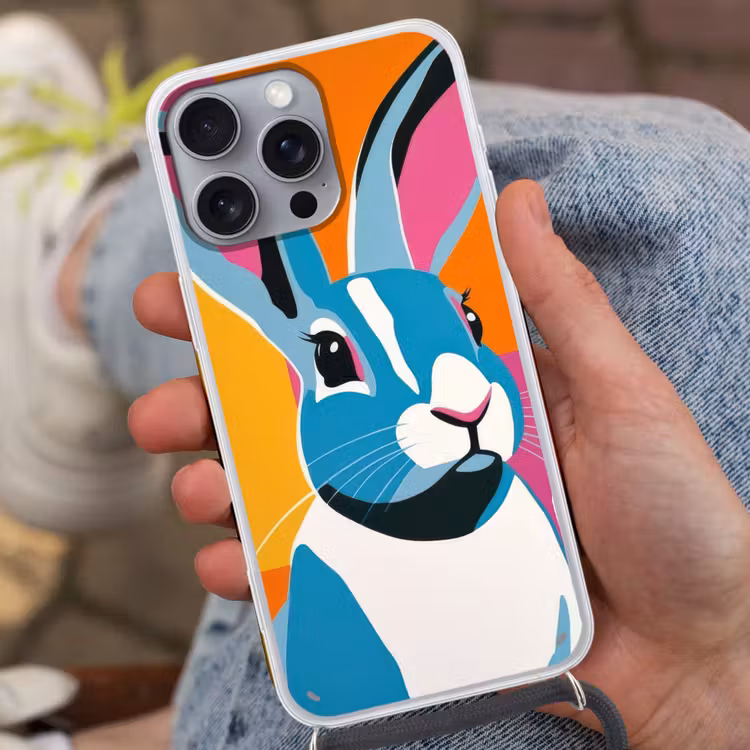 Haas - Kleurvakken - Oren - Roze Hoesje iPhone 16 Pro Max met koord klein -sfeer3
