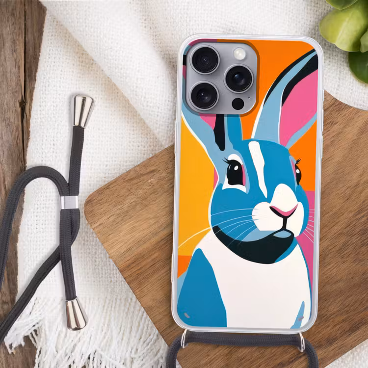 Haas - Kleurvakken - Oren - Roze Hoesje iPhone 16 Pro Max met koord klein -sfeer4