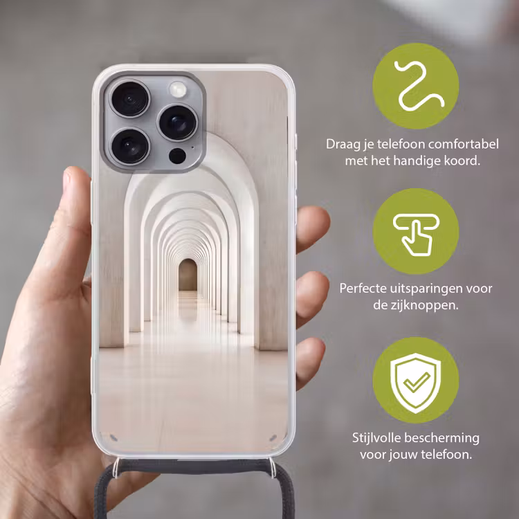 Hal - Bogen - Symmetrisch - Modern Hoesje iPhone 16 Pro Max met koord klein -sfeer2_NL
