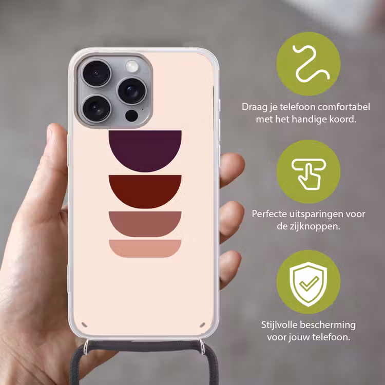 Harmonieus - Symmetrisch - Rood Hoesje iPhone 16 Pro Max met koord klein -sfeer2_NL