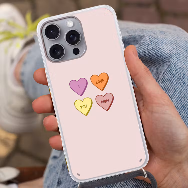 Hartjes - Pastel - Liefde - Moeder Hoesje iPhone 16 Pro Max met koord klein -sfeer3