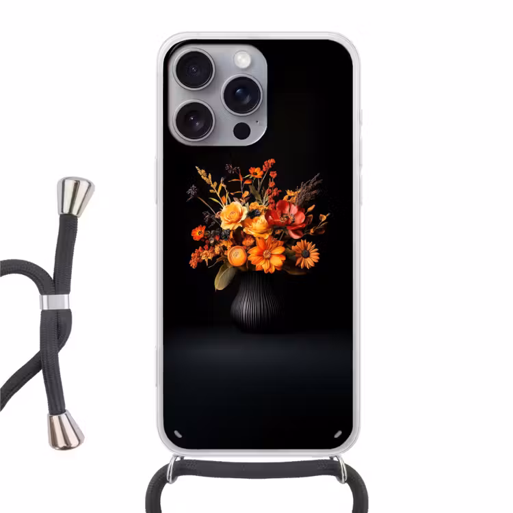 Herfst - Boeket - Oranje Hoesje iPhone 16 Pro Max met koord klein -3d