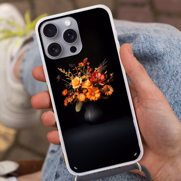 Herfst - Boeket - Oranje Hoesje iPhone 16 Pro Max met koord klein -sfeer3