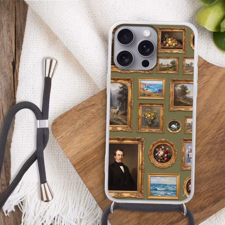 Hert - Bos - Natuur - Klassiek - Dieren Hoesje iPhone 16 Pro Max met koord klein -sfeer4