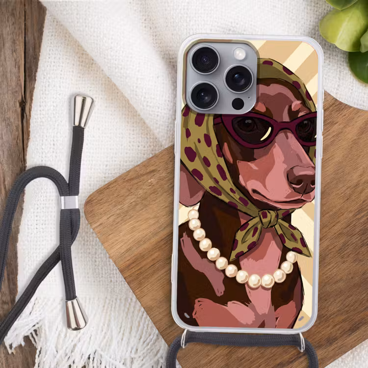 Hond - Zonnebril - Hoofddoek - Dieren - Modern Hoesje iPhone 16 Pro Max met koord klein -sfeer4