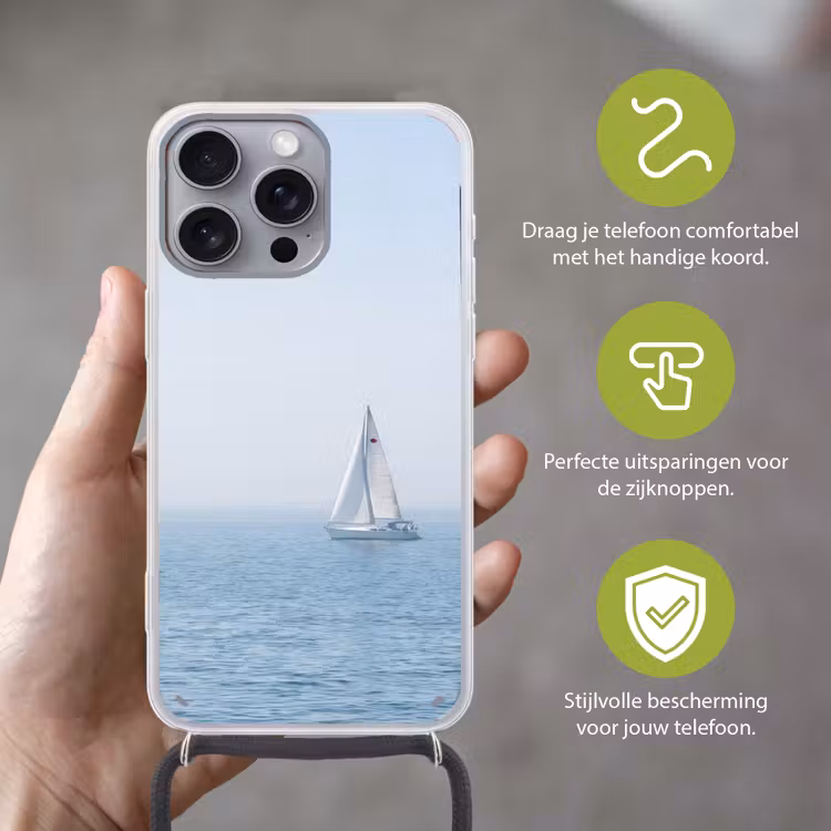 Horizon - Zeilboot - Zee Hoesje iPhone 16 Pro Max met koord klein -sfeer2_NL