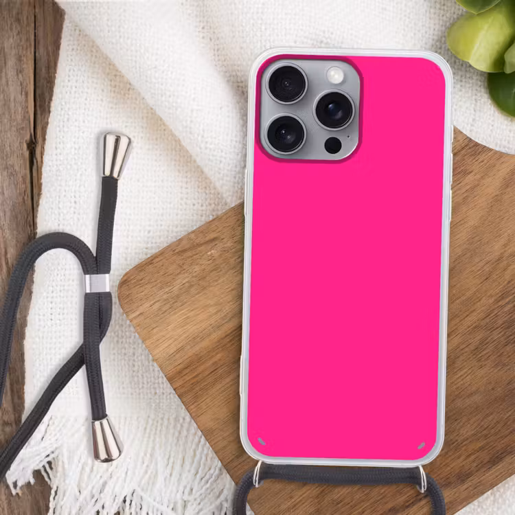 Hot - Fuchsia - Roze Hoesje iPhone 16 Pro Max met koord klein 804 -sfeer4