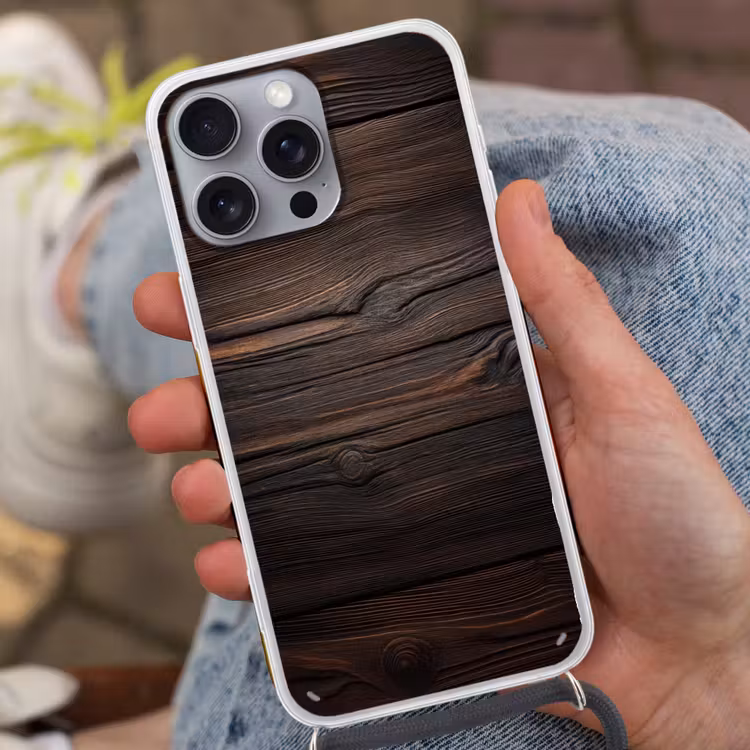 Hout - Grillige nerven Hoesje iPhone 16 Pro Max met koord klein -sfeer3