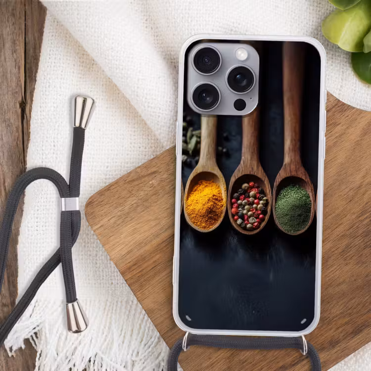 Houten - Lepels - Specerijen - Kruiden Hoesje iPhone 16 Pro Max met koord klein -sfeer4