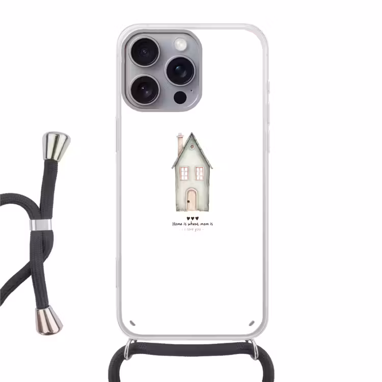 Huisje - Groen - Tekst - Liefdevol Hoesje iPhone 16 Pro Max met koord klein -3d