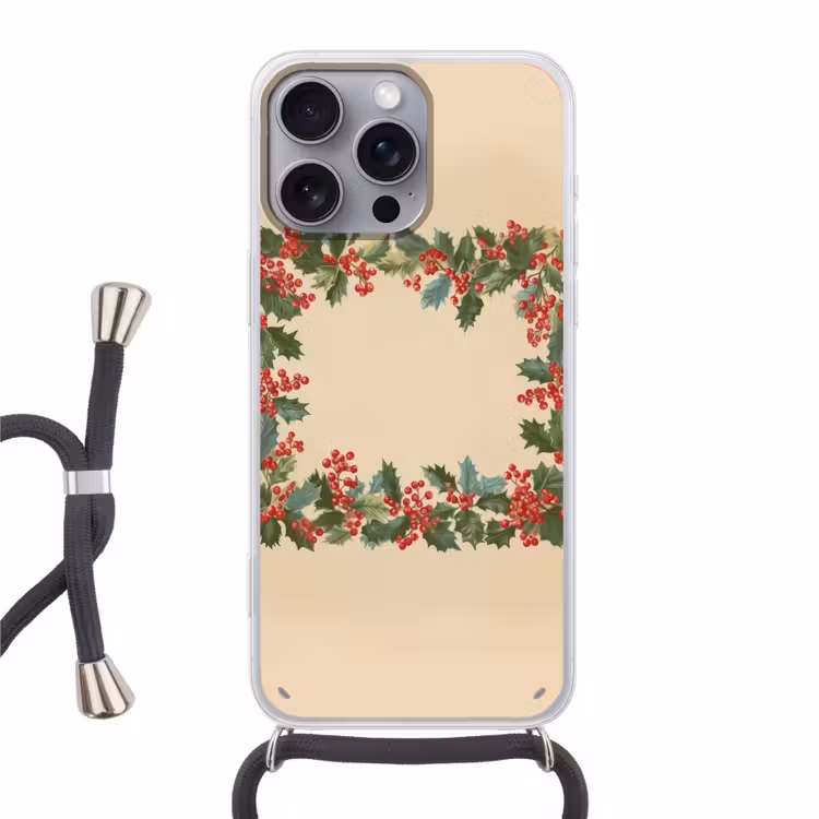 Hulstrand - Bessen - Beige Hoesje iPhone 16 Pro Max met koord klein -3d