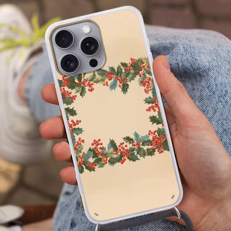Hulstrand - Bessen - Beige Hoesje iPhone 16 Pro Max met koord klein -sfeer3