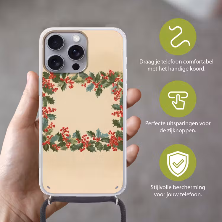 Hulstrand - Bessen - Beige Hoesje iPhone 16 Pro Max met koord klein -sfeer2_NL