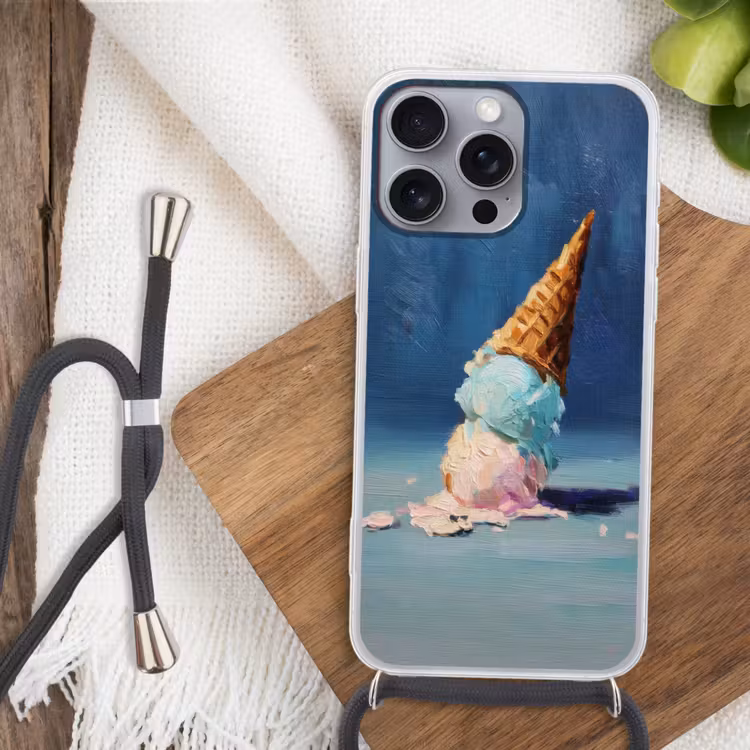 Ijshoorn - Bolletjes - Smelt - Roze Hoesje iPhone 16 Pro Max met koord klein -sfeer4