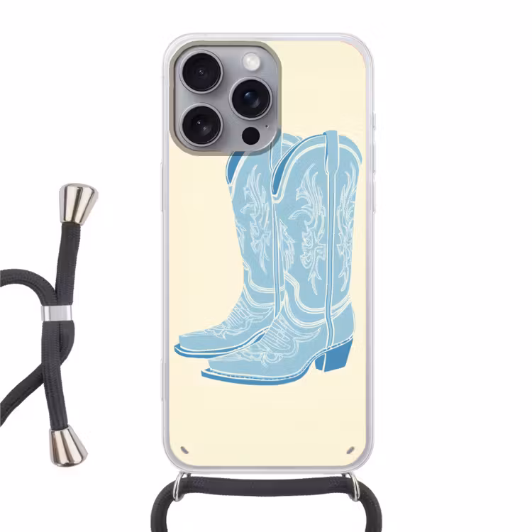 Illustratie - Cowboylaarzen - Patroon Hoesje iPhone 16 Pro Max met koord klein -3d