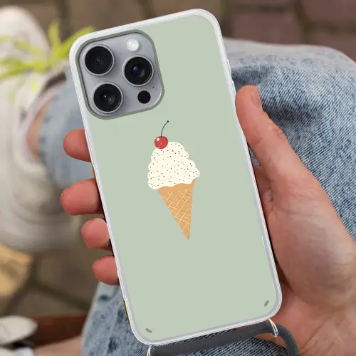 Illustratie - Ijsje - Spikkels - Kers Hoesje iPhone 16 Pro Max met koord klein -sfeer3