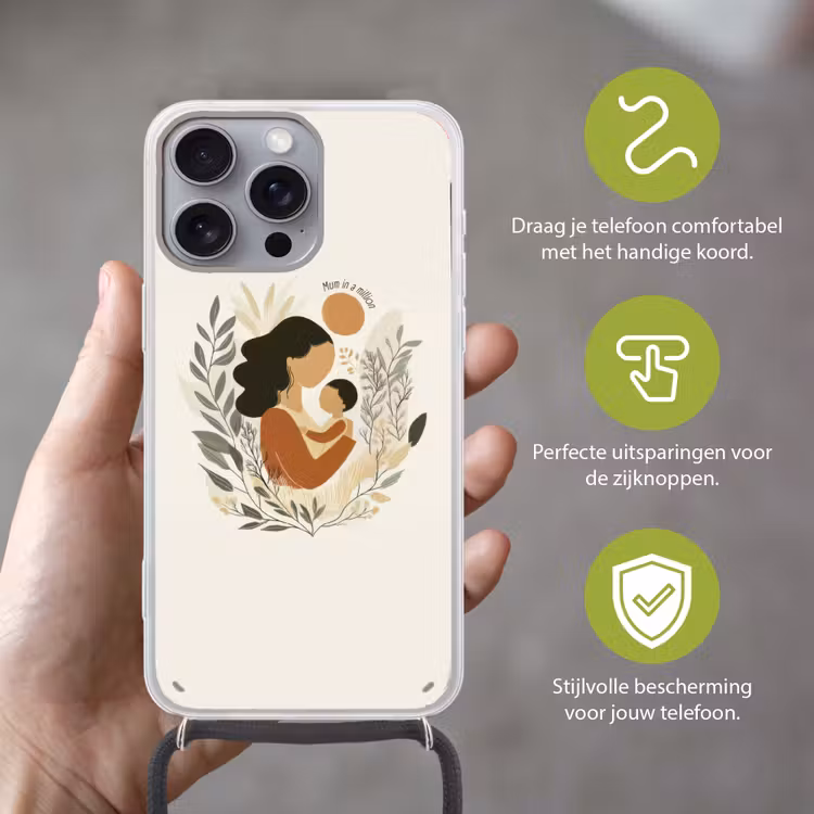 Illustratie - Quote - Moeder Hoesje iPhone 16 Pro Max met koord klein -sfeer2_NL