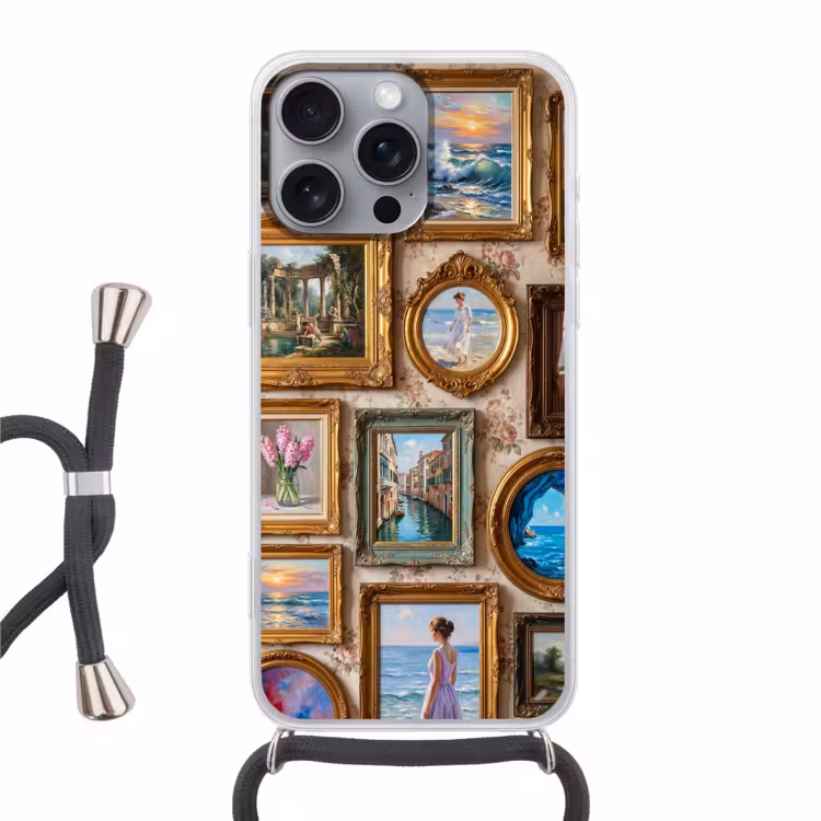 Interieur - Kunst - Collectie - Klassiek - Goud Hoesje iPhone 16 Pro Max met koord klein -3d
