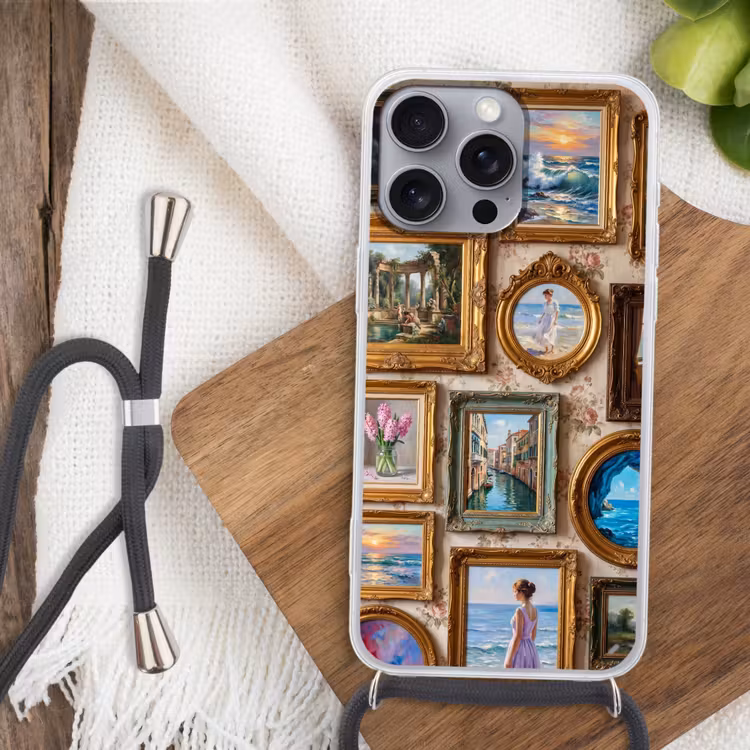 Interieur - Kunst - Collectie - Klassiek - Goud Hoesje iPhone 16 Pro Max met koord klein -sfeer4
