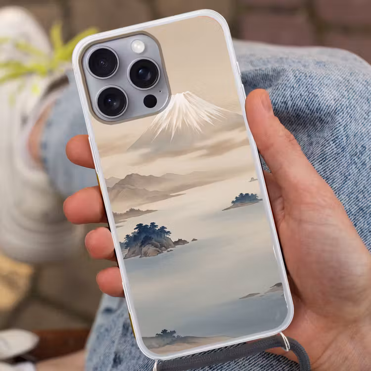 Japans - Landschap - Beige Hoesje iPhone 16 Pro Max met koord klein -sfeer3