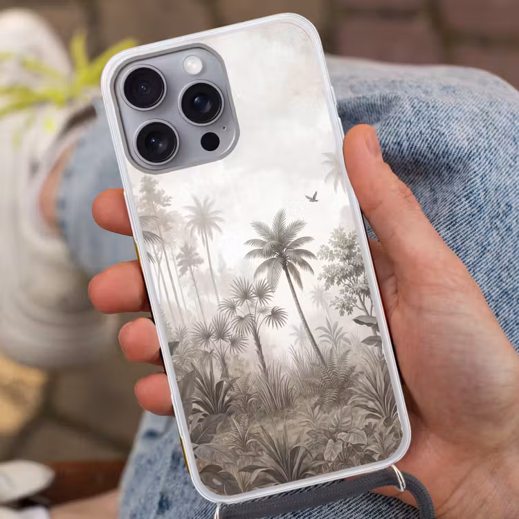 Jungle - Palmbomen - Natuur Hoesje iPhone 16 Pro Max met koord klein -sfeer3