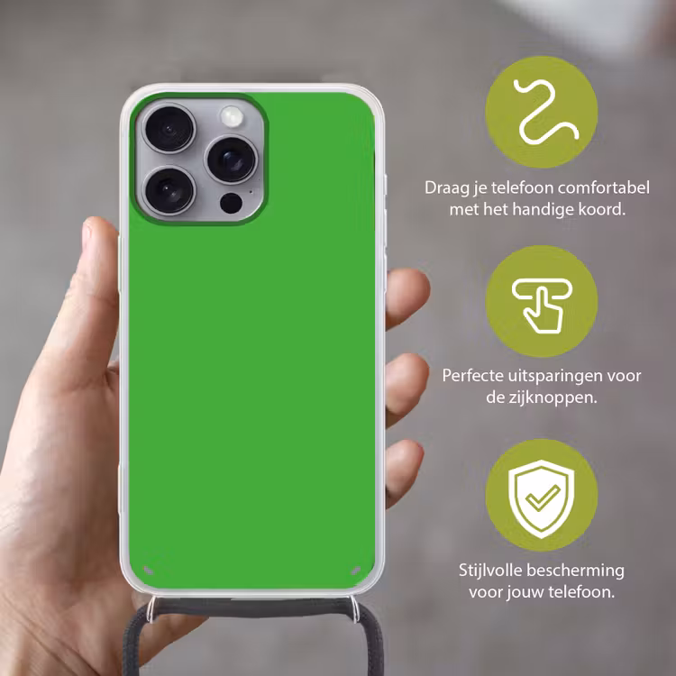 Kelly - Green - Groen Hoesje iPhone 16 Pro Max met koord klein 804 -sfeer2_NL