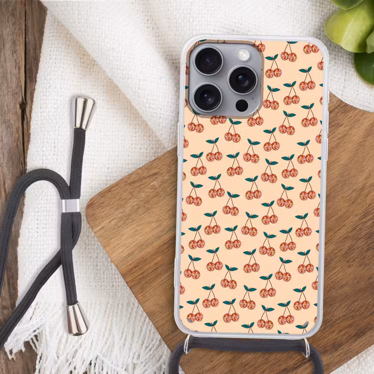 Kers - Disco - Patroon Hoesje iPhone 16 Pro Max met koord klein 804 -sfeer4