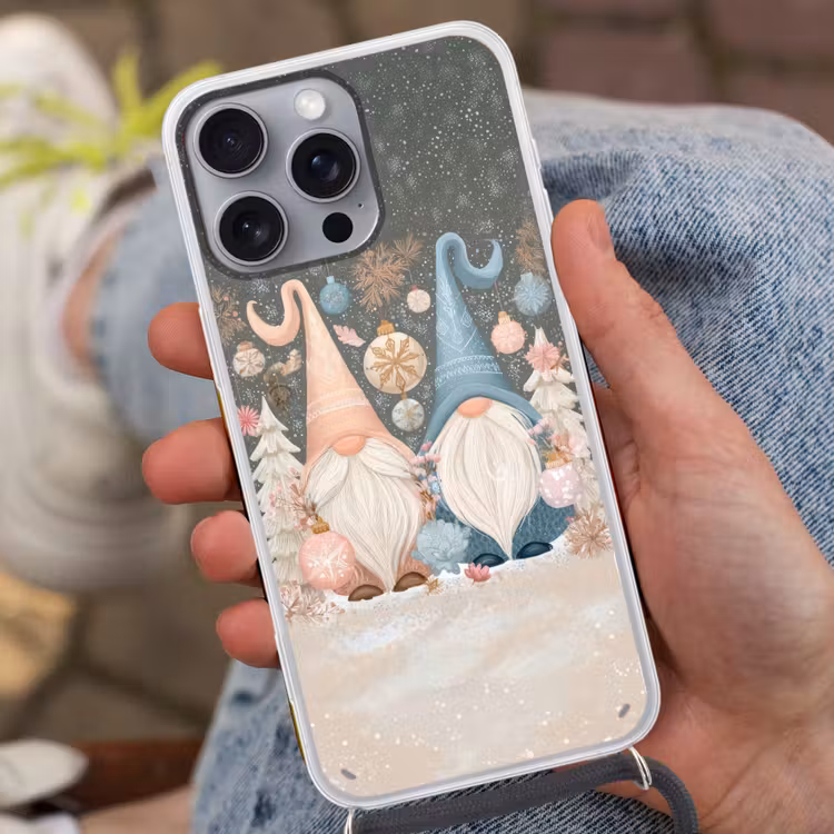 Kerst - Gnomen - Pastel Hoesje iPhone 16 Pro Max met koord klein -sfeer3