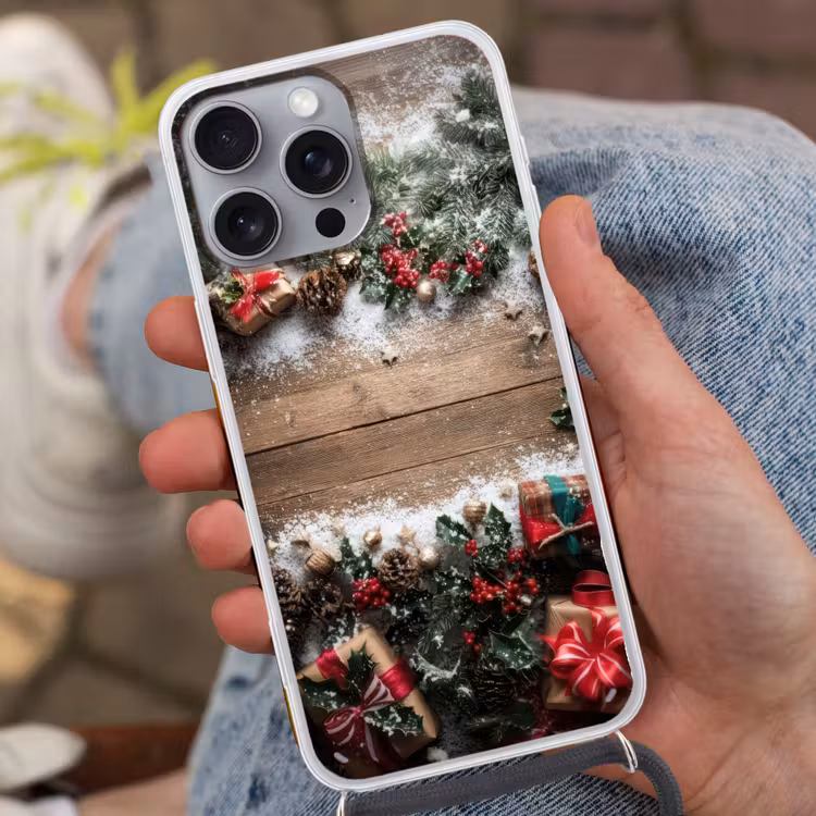 Kerstdecoratie - Geschenken - Hout - Veelkleurig Hoesje iPhone 16 Pro Max met koord klein -sfeer3