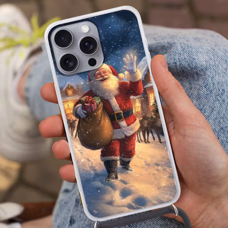Kerstman - Dorp - Hert - Donker Hoesje iPhone 16 Pro Max met koord klein -sfeer3