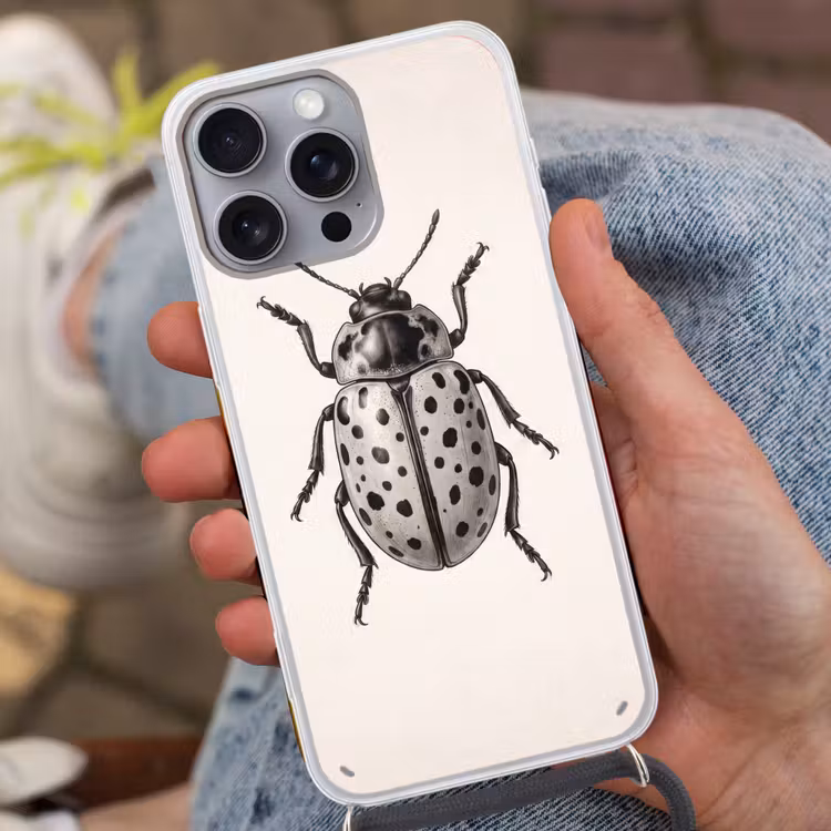 Kever - Insect - Vintage Hoesje iPhone 16 Pro Max met koord klein -sfeer3