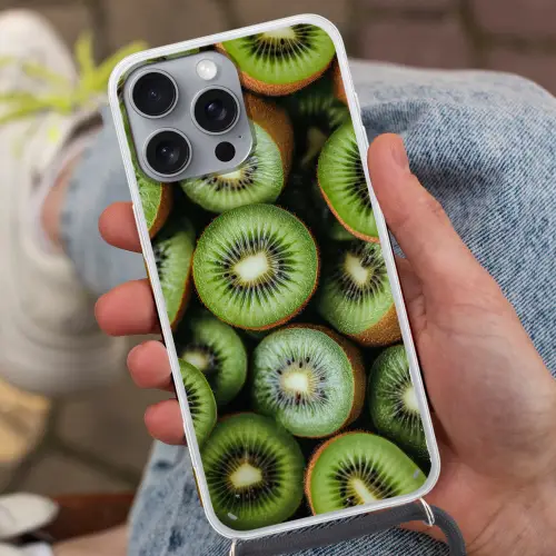 Kiwi - Fruit - Groen Hoesje iPhone 16 Pro Max met koord klein -sfeer3