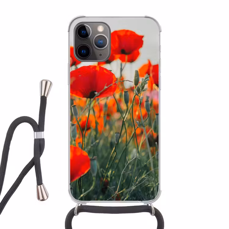 Klaproos - Bloemen - Wilde bloemen Hoesje iPhone 12 Pro met koord klein -3d