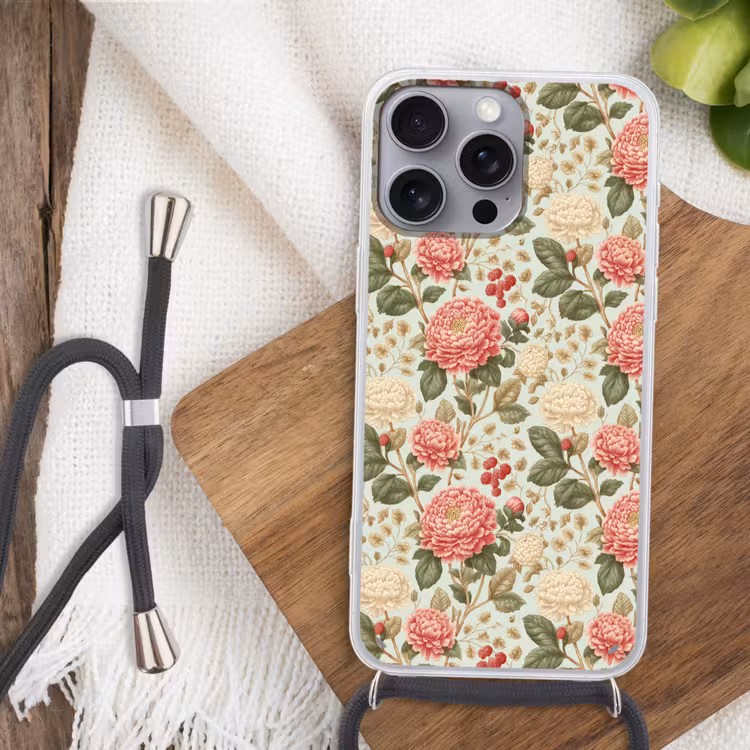 Klassiek - Botanisch - Veelkleurig Hoesje iPhone 16 Pro Max met koord klein 804 -sfeer4