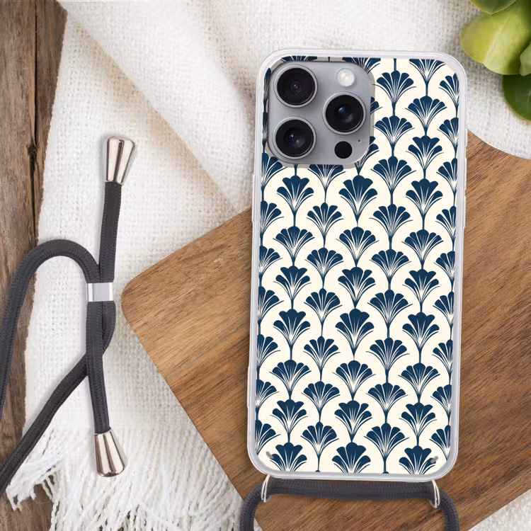 Klassiek - Motief - Blauw Hoesje iPhone 16 Pro Max met koord klein 804 -sfeer4