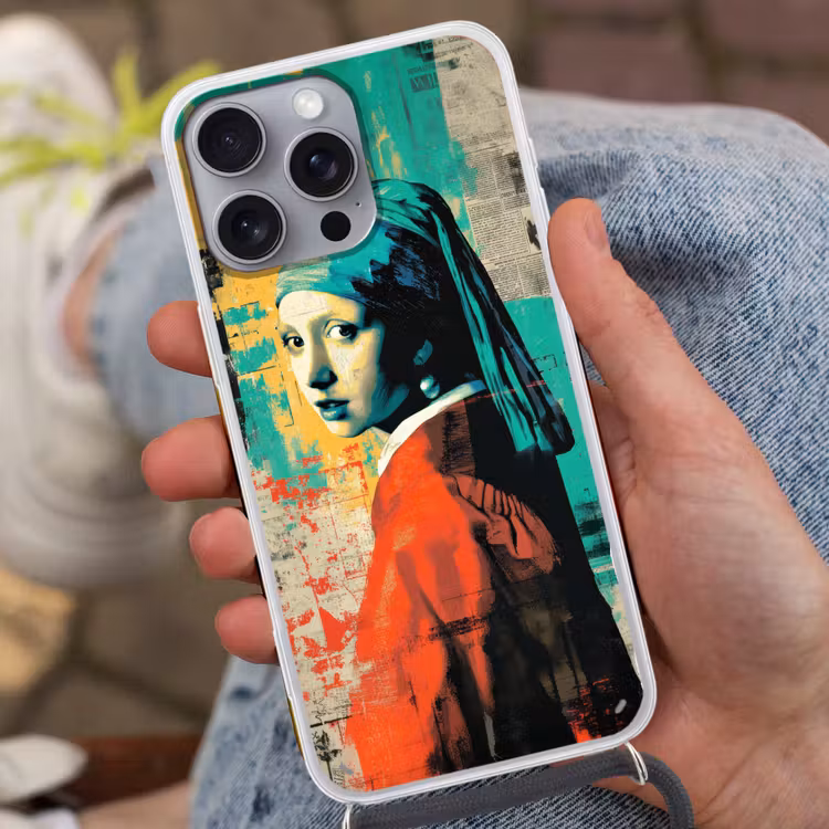 Klassiek - Pareloorbel - Streetartstijl - Kleurrijk Hoesje iPhone 16 Pro Max met koord klein -sfeer3