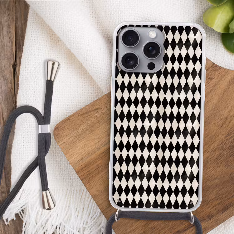 Klassiek - Patroon - Zwart Hoesje iPhone 16 Pro Max met koord klein 804 -sfeer4