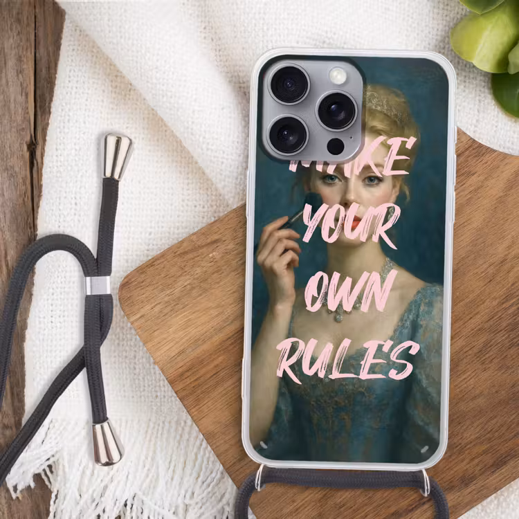 Klassiek - Sierlijk - Roze Hoesje iPhone 16 Pro Max met koord klein -sfeer4