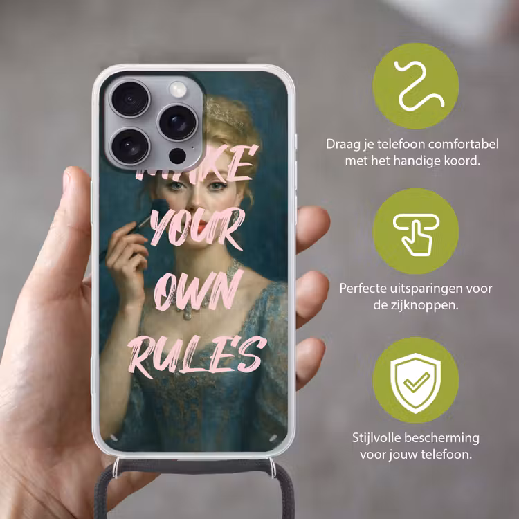 Klassiek - Sierlijk - Roze Hoesje iPhone 16 Pro Max met koord klein -sfeer2_NL